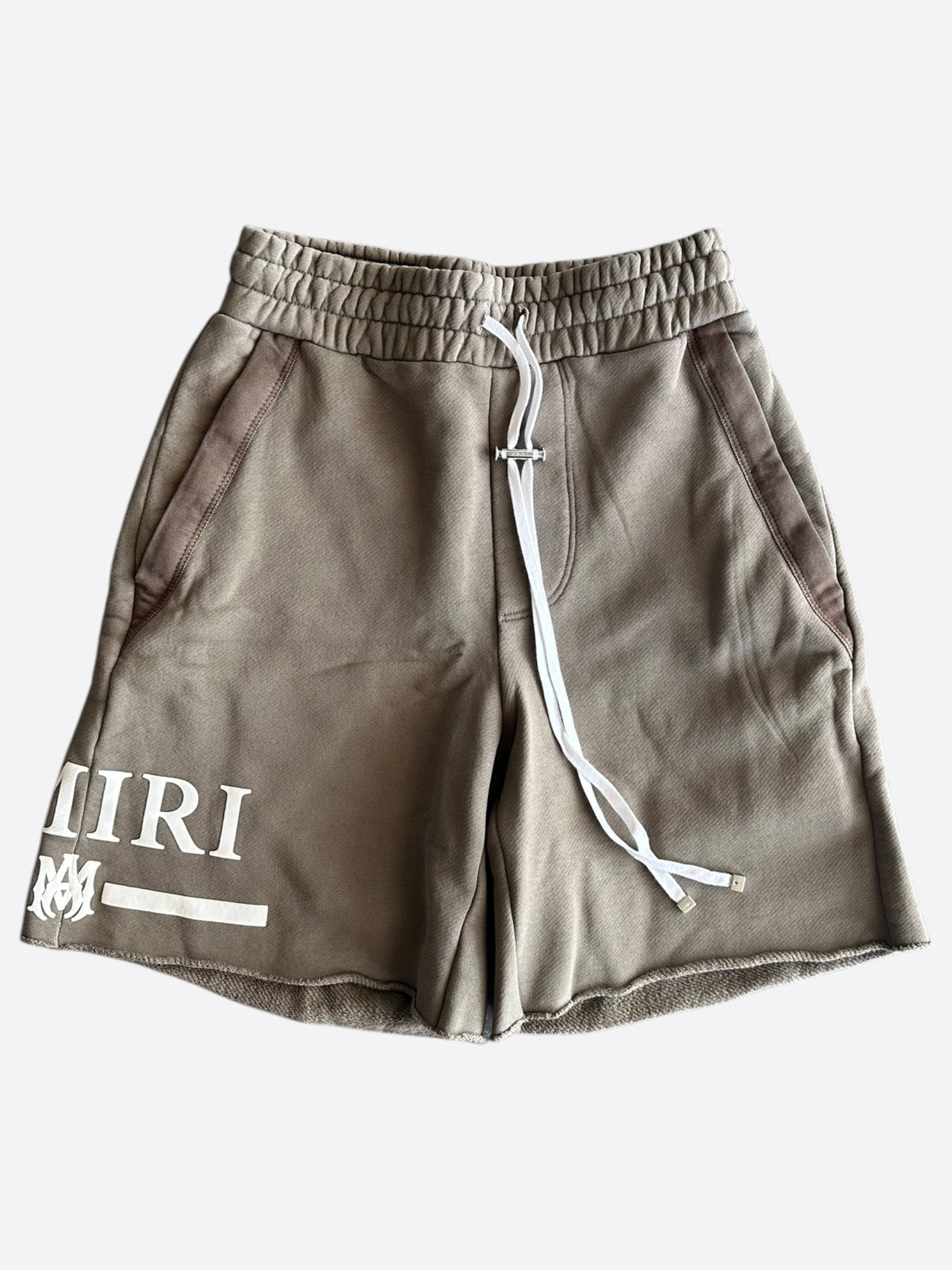 Amiri MA Bar Logo Shorts for Men - Brown & White Cotton Casual Shorts | Streetwear, Summer Outfits & Lounge Wear