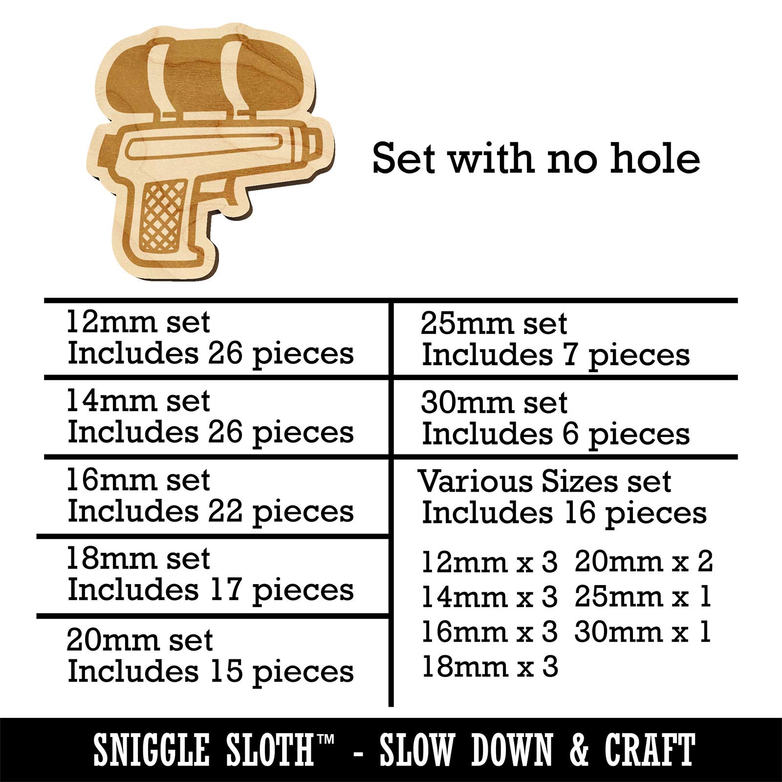 Mini Wooden Water Gun Toy Pistol Charms - 16mm DIY Craft Jewelry (22pcs) - No Hole - Perfect for Kids Party Favors, Summer Outdoor Play & DIY Craft Projects