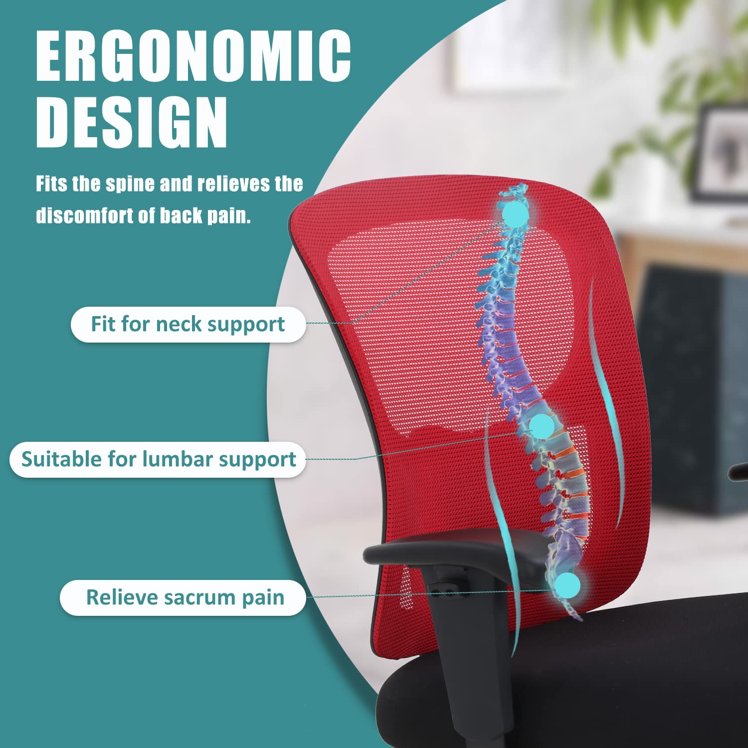 Big and Tall Office Chair for Heavy People 400lbs - Extra Wide Computer Desk Chair with Adjustable Arms & Ergonomic Lumbar Support - Heavy Duty Rolling Chair for Home Office (Red) - Perfect for Long Work Hours & Comfortable Workspace Setup