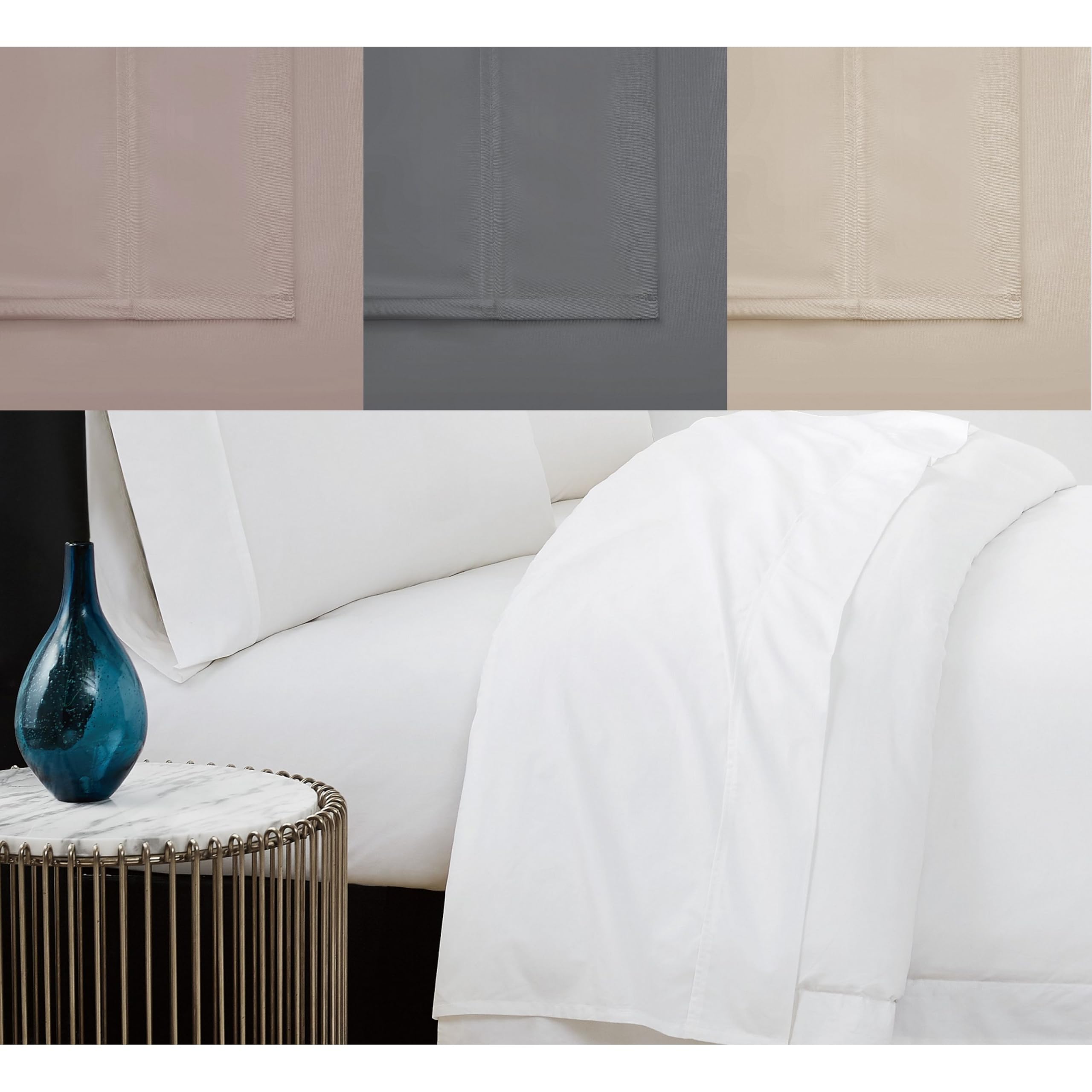Vince Camuto 400 Thread Count Percale King Size 4-Piece Sheet Set - Ultra Soft & Breathable for a Comfortable Night's Sleep