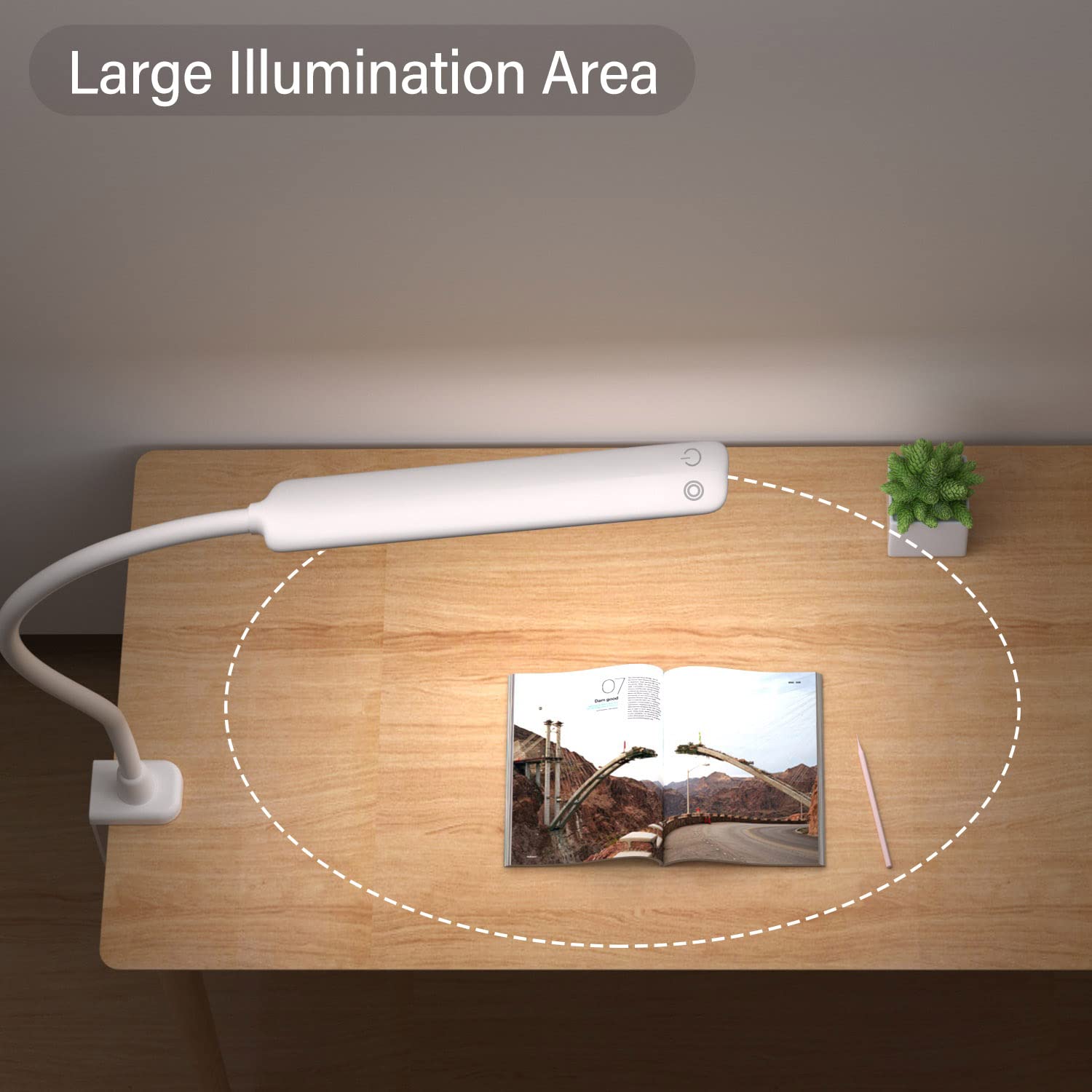 Hokone 10W LED Desk Lamp with Clamp - Dimmable Touch Control for Office & Study