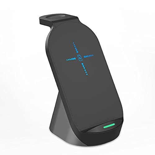 BoxWave Compact Wireless MultiCharge Stand - Qi-Certified Charger for LG G7+ ThinQ, Smartwatch & Earbuds | Fast Charging Station for Home, Office & Travel (Jet Black)