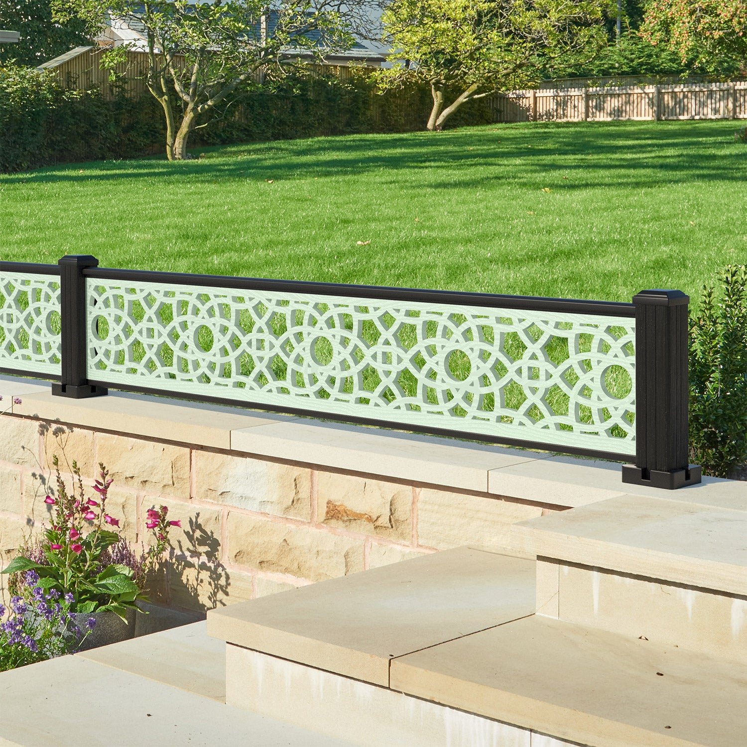 Ambar Decorative Fence 180x30cm (6x1 ft) Composite Post - Outdoor Garden Fencing for Yard, Patio, and Landscape Decoration