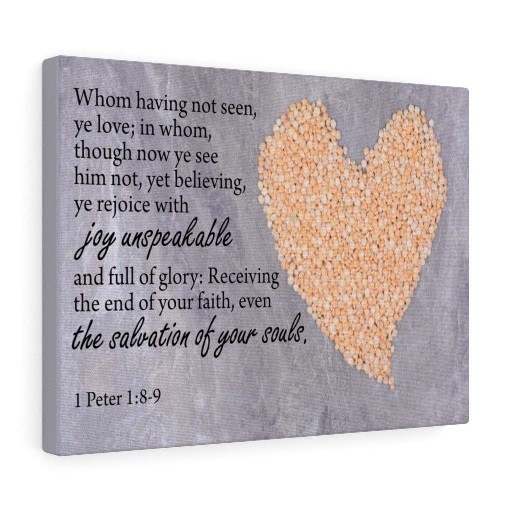 Christian Wall Art with Bible Verse - The Salvation of Your Souls 1 Peter 1:8-9, Scripture Print Ready to Hang for Home, Church & Office Decor