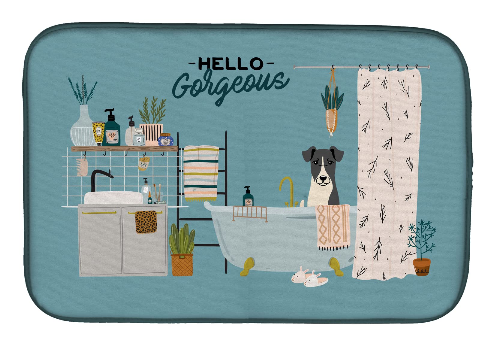 Absorbent Fox Terrier Dish Drying Mat - 14x21