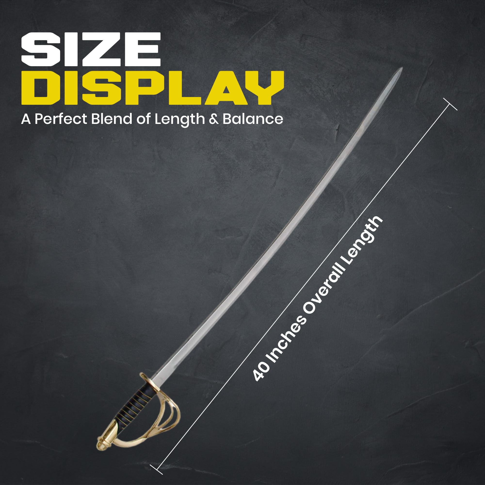 1860 Cavalry Sword - Black Historical Replica for Collectors & Costume | Szco Supplies 902931-SPL | Perfect for Civil War Reenactments, Theater Performances & Display