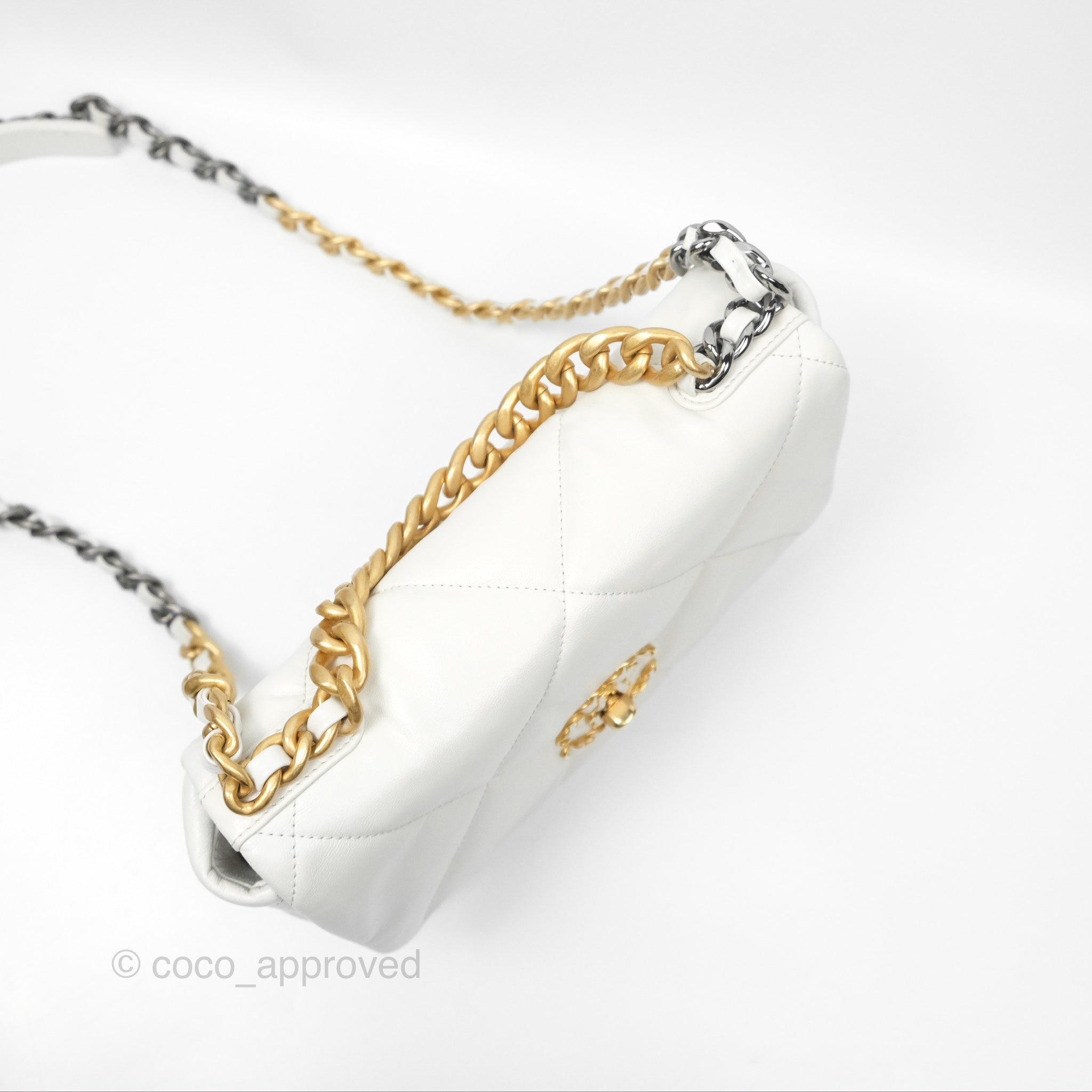 Chanel 19 Small Handbag in Off White with Mixed Gold & Silver Hardware - Luxury Crossbody Bag for Women, Perfect for Date Night & Special Occasions