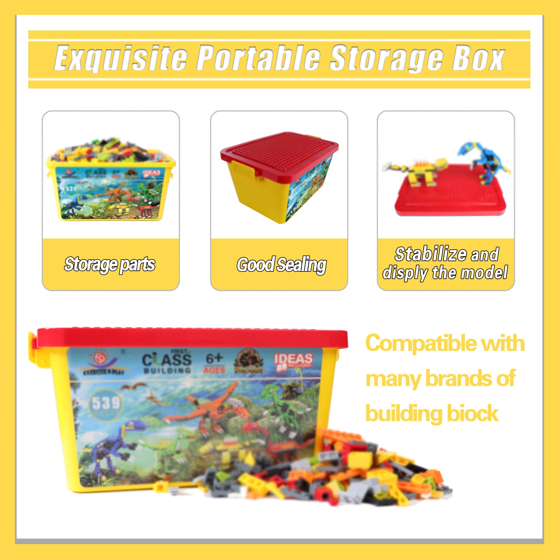 EP EXERCISE N PLAY Dinosaur Building Blocks - 539pcs Creative DIY Construction Toys for Kids Ages 6+, STEM Learning Educational Toys for Boys & Girls - Perfect for Birthday Gifts, Classroom Activities & Creative Playtime