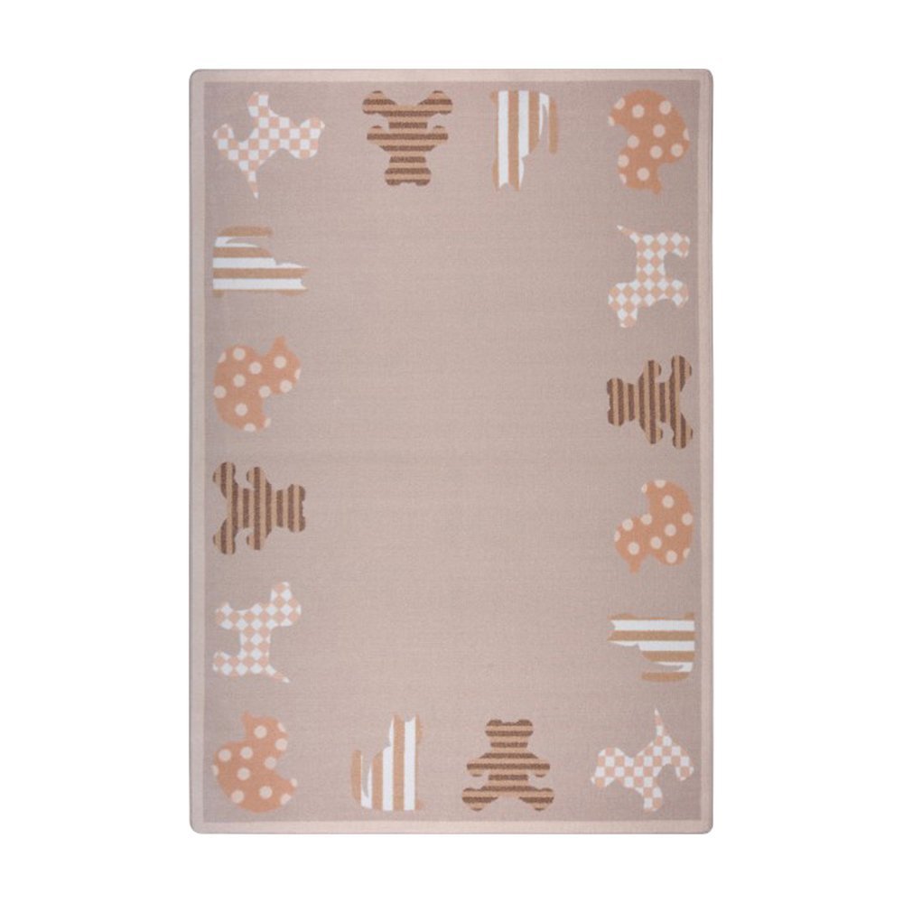 Joy Carpets Kid Essentials Frisky Friends Playroom Rug - Soft Non-Slip Nursery Carpet for Infants & Toddlers (Beige, 3'10