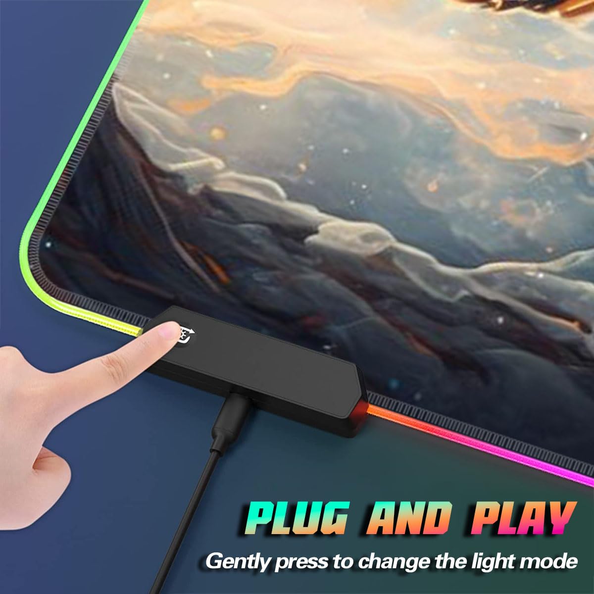 HEYCE LED Extended Gaming Mouse Pad with Jack Russell Terrier Design - Large 60x35x0.3cm RGB Mouse Mat for PC, Laptop, Office Desk - Perfect for Gaming, Work & Home Office Setup