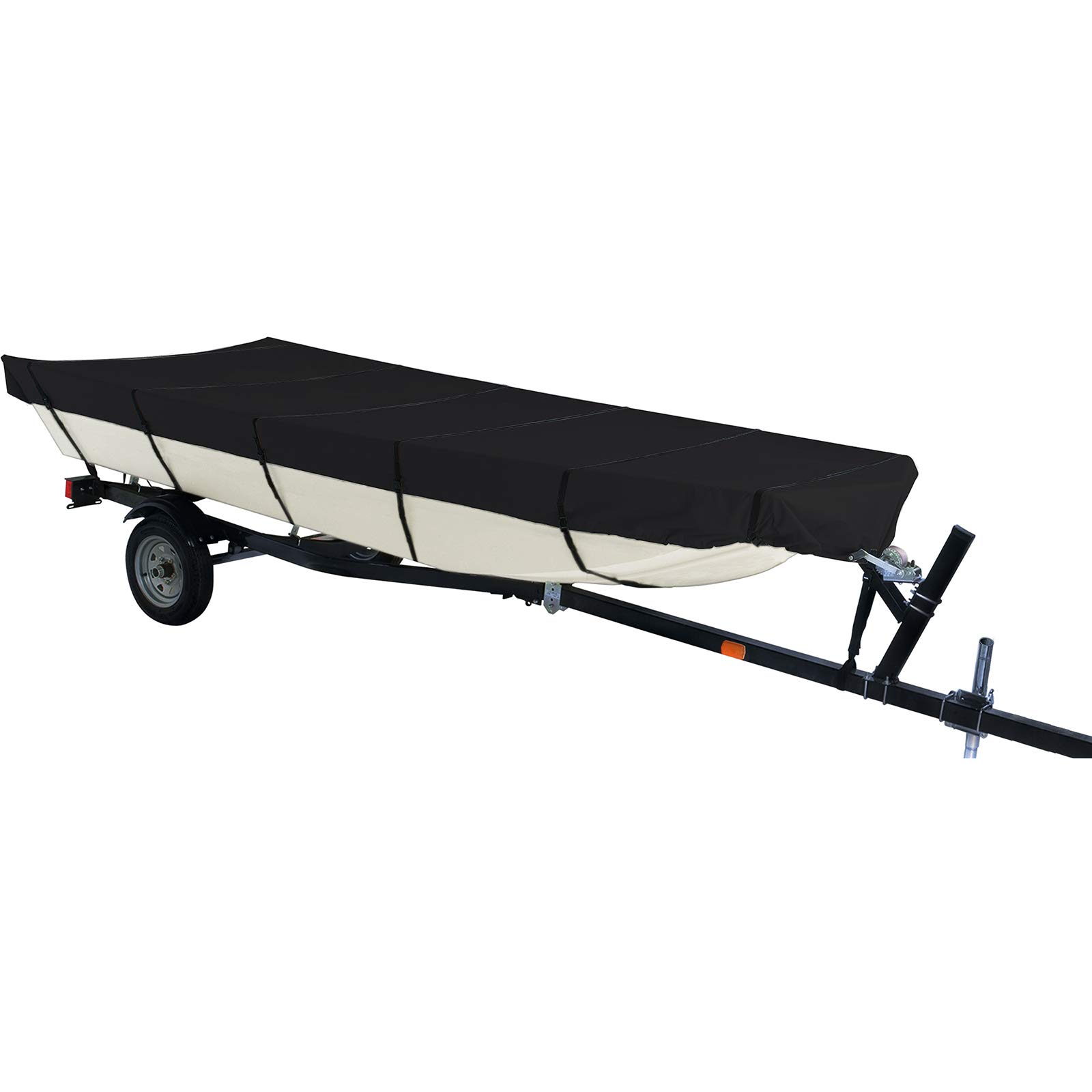 iCOVER 18ft Jon Boat Cover - Heavy Duty Waterproof Trailerable Boat Cover for 18ft Long & 75in Beam Width, Black - Perfect for Outdoor Storage & Marine Protection