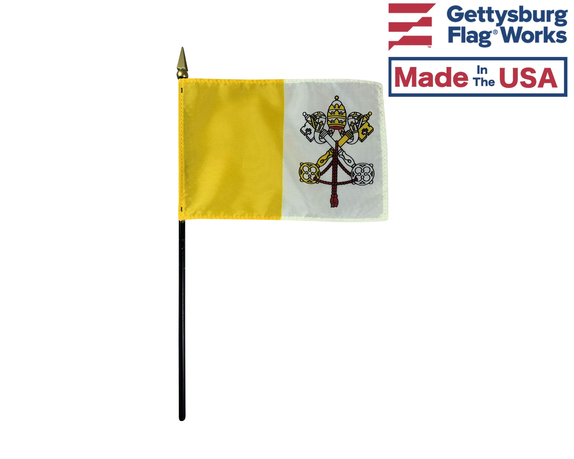 Set of 3 Vatican Stick Flags (4x6