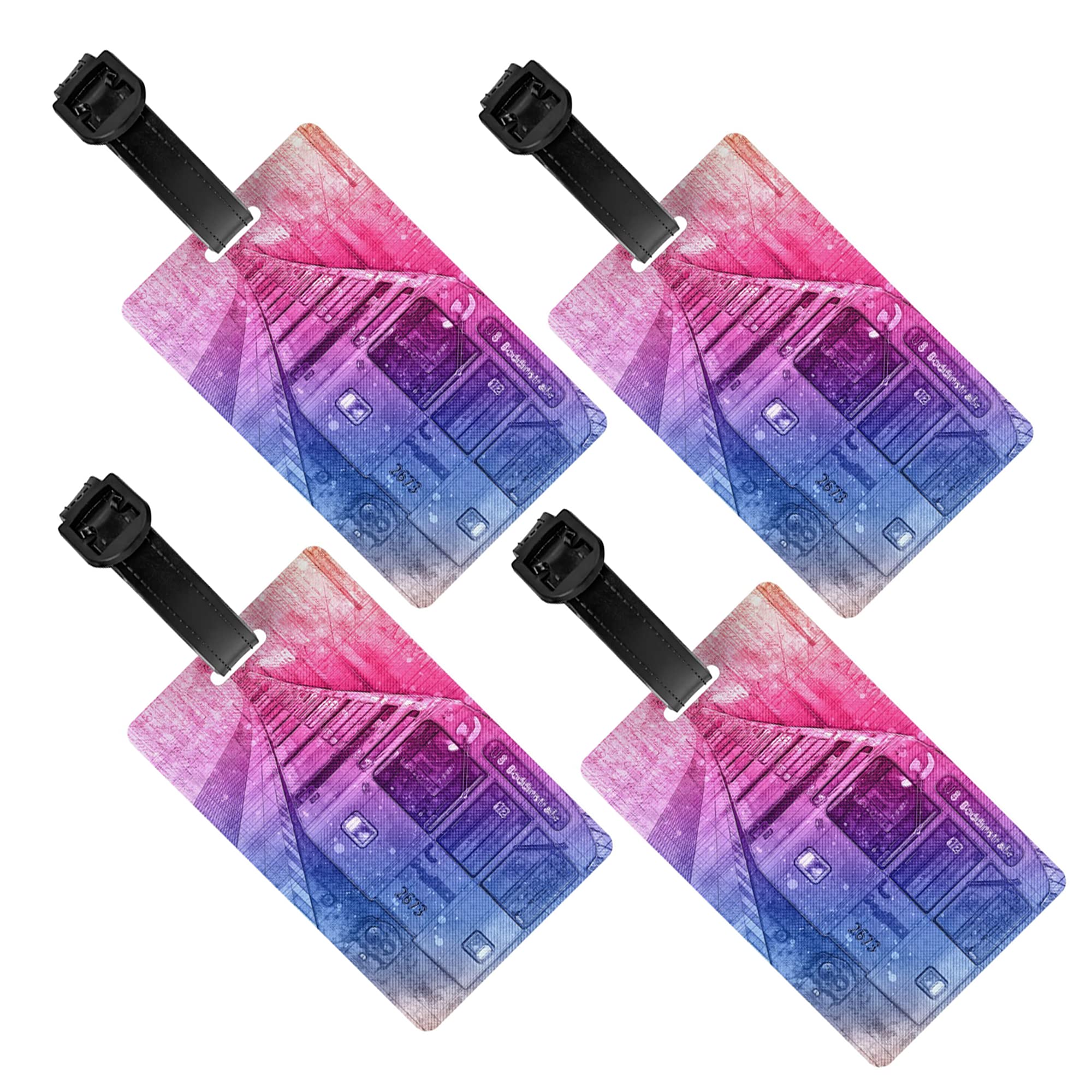 4 Pack Durable PVC Luggage Tags for Travel - Personalized Name ID Card Suitcase Labels for Women, Men & Kids - Perfect for Airports, Cruises & Business Trips