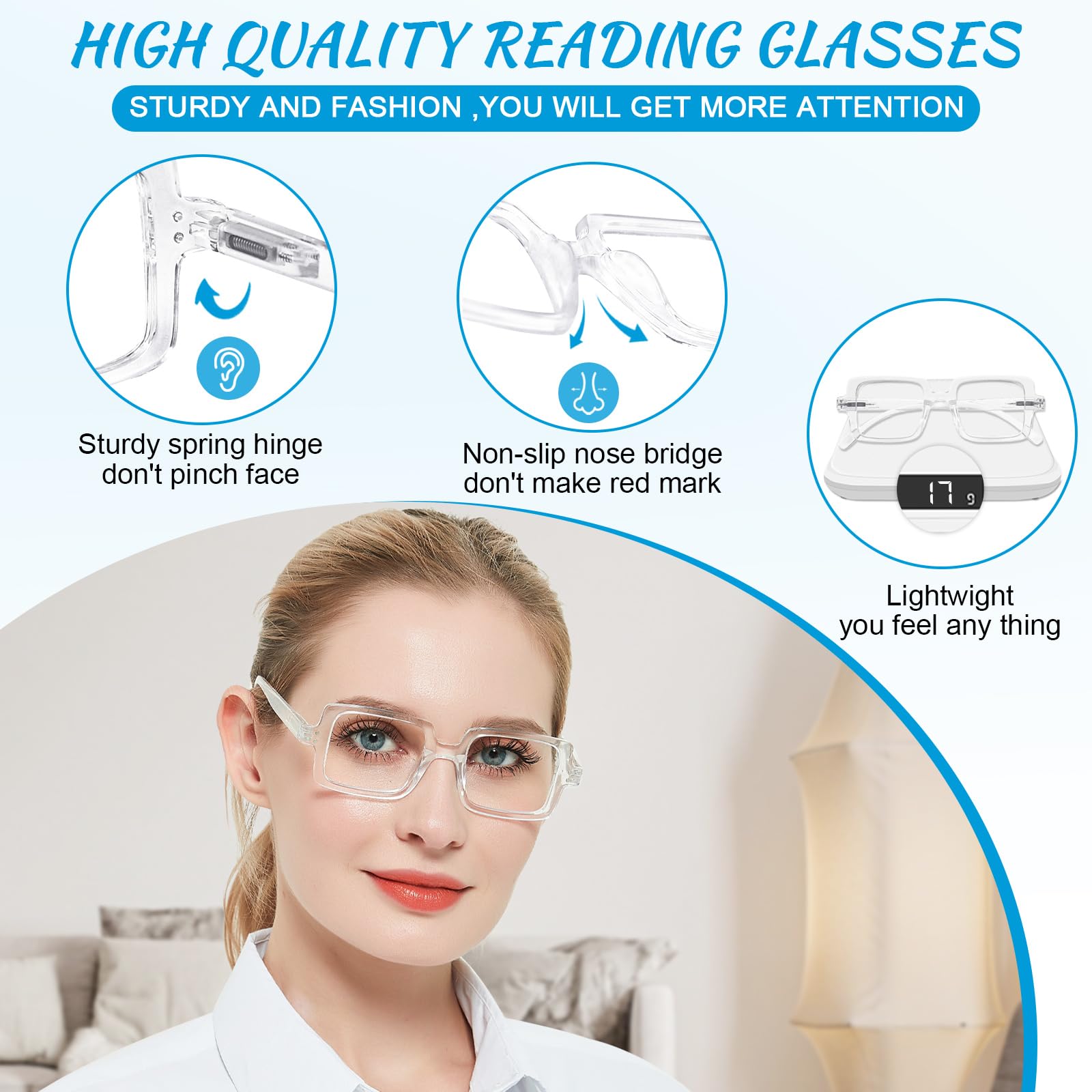 OCCI CHIARI Women's Reading Glasses 1.75 Magnification - Fashionable Readers for Women (1.0 to 6.0 Strength Options) - Perfect for Reading Books, Using Smartphones & Close Work