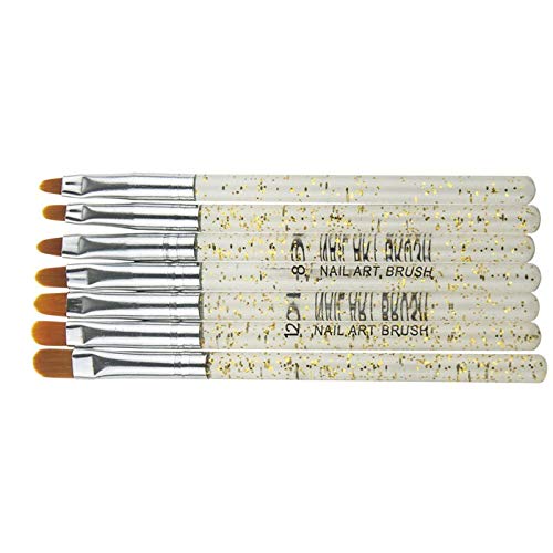 7-Piece Nail Art Brush Set - Acrylic & UV Gel Nail Polish Painting Drawing Brushes Kit (Silver) - Professional Manicure Tools for Salon, Home DIY & Nail Art Enthusiasts