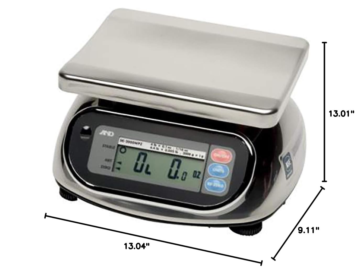 A&D Weighing SK-1000WP 1000g Portable Washdown Scale - Waterproof Digital Scale for Kitchen, Laboratory & Industrial Use