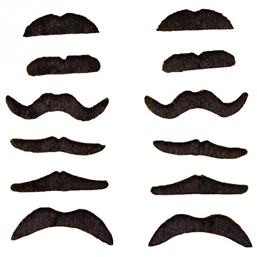 12-Piece Set Funny Fake Mustache & Beard Whiskers for Halloween, Christmas, Birthday Parties - Novelty Costume Accessories for Kids, Adults, Gifts & Favors - Perfect for Cosplay, Themed Events, Photo Booths & Family Games