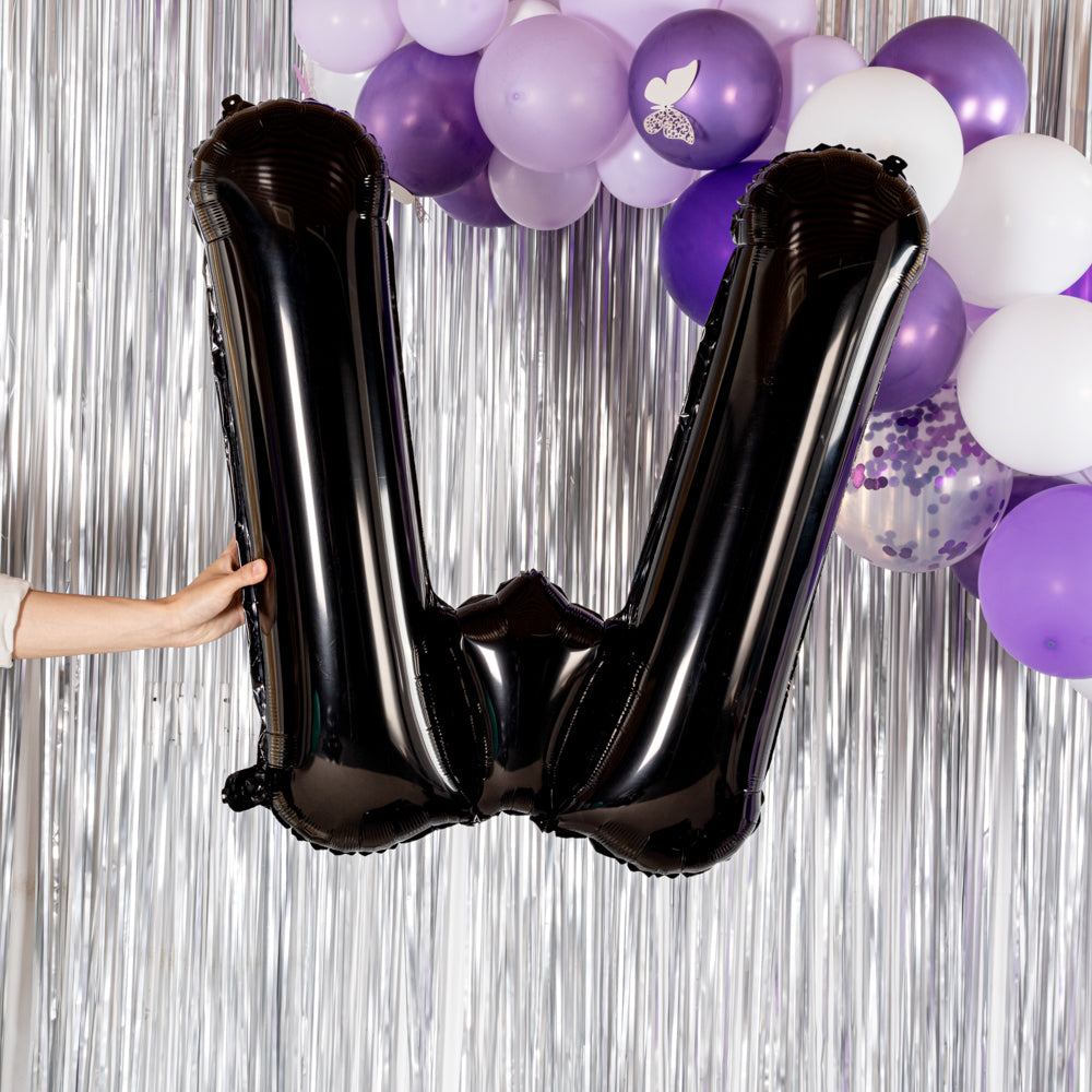 Balloonify Black Mylar Letter W Balloon - 40 Inch Large Foil Alphabet Balloon for Birthday Party Decorations, Wedding, Graduation & Baby Shower Events (1 Count Box)