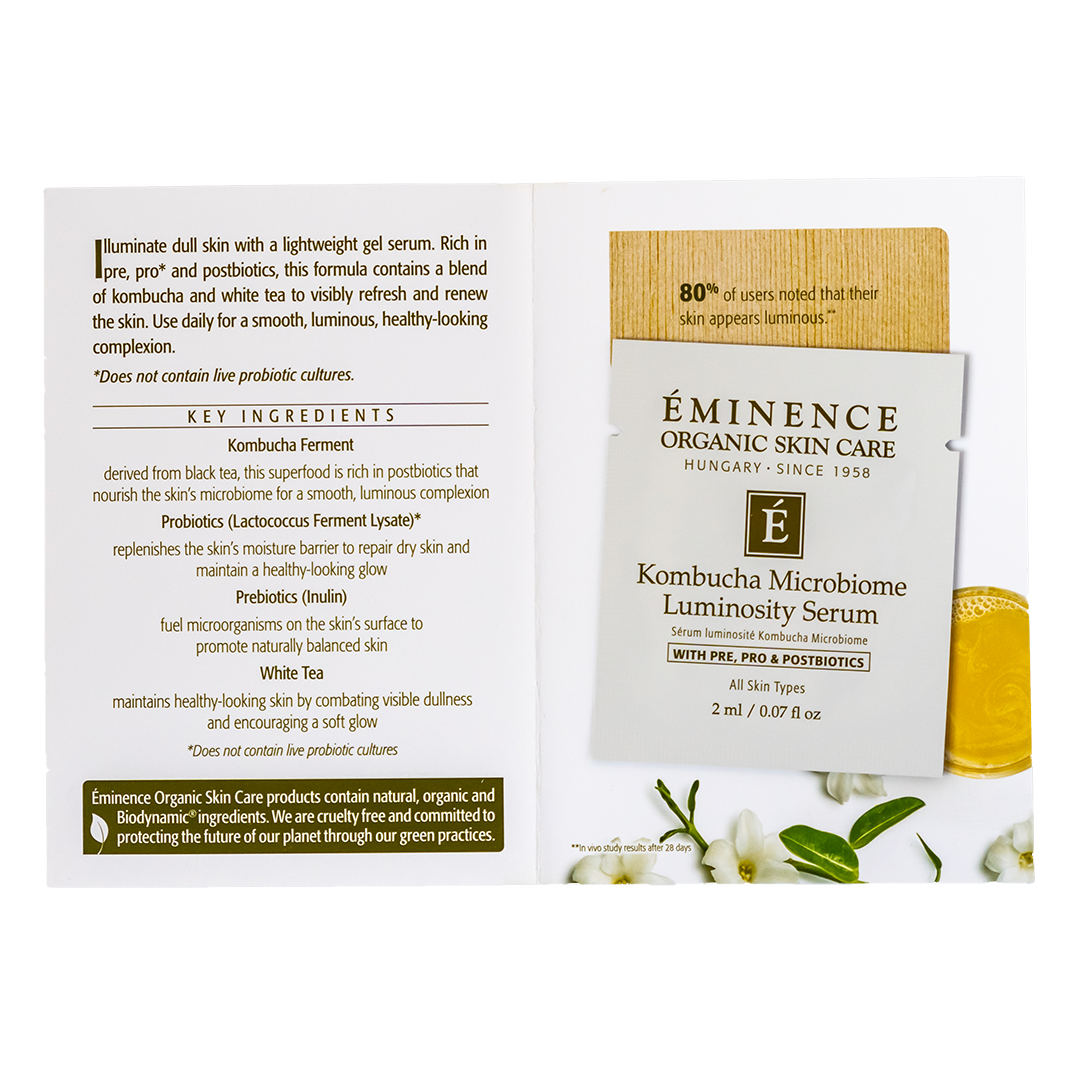 Eminence Organics Kombucha Microbiome Luminosity Serum - Brightening Facial Serum for Glowing Skin | Day & Night Skincare Routine