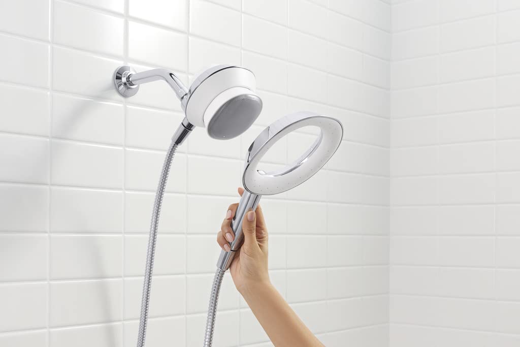 Kohler 28241-NKA-BN Moxie 2.5 GPM Handheld Shower Head with Wireless Bluetooth Speaker & Alexa Compatibility, Vibrant Brushed Nickel - Perfect for Bathroom Relaxation, Music Streaming & Hands-Free Voice Control
