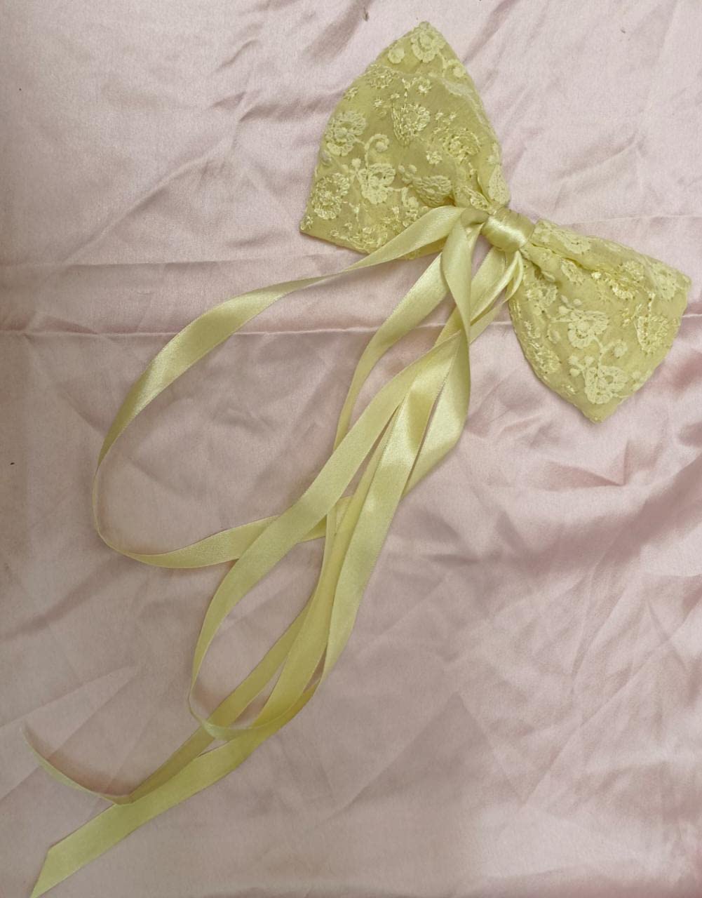 Yellow Hair Ties with Bow Pins - 1 Pack | Soft Elastic Hair Accessories for Women & Girls | Perfect for Ponytails, Braids & Everyday Styling