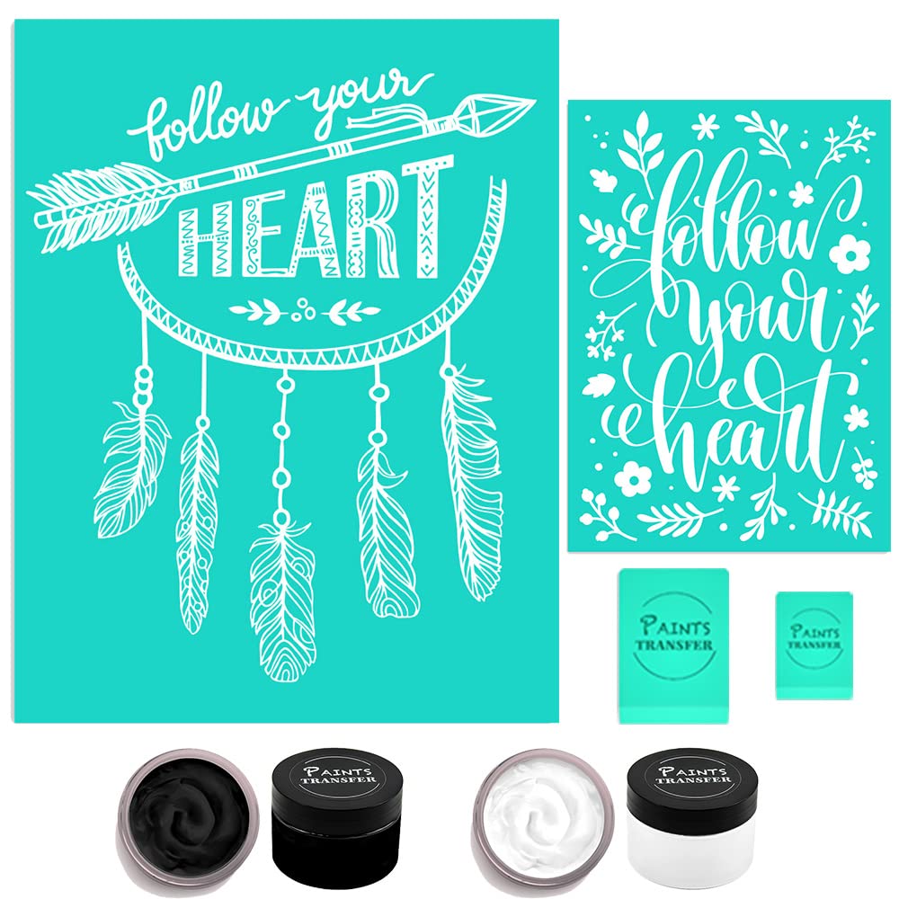 Self-Adhesive Washable Reusable Silk Screen Stencils for DIY Crafts, T-Shirt Printing & Fabric Painting - Chalk Mesh Transfers for Arts & Home Decor Projects