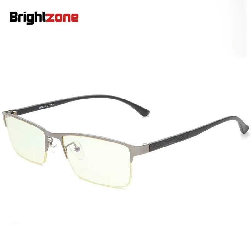 Brightzone Unisex Semi-Rim Square Alloy Eyeglasses Frame 48803 - Lightweight & Durable for Work, Reading & Fashion