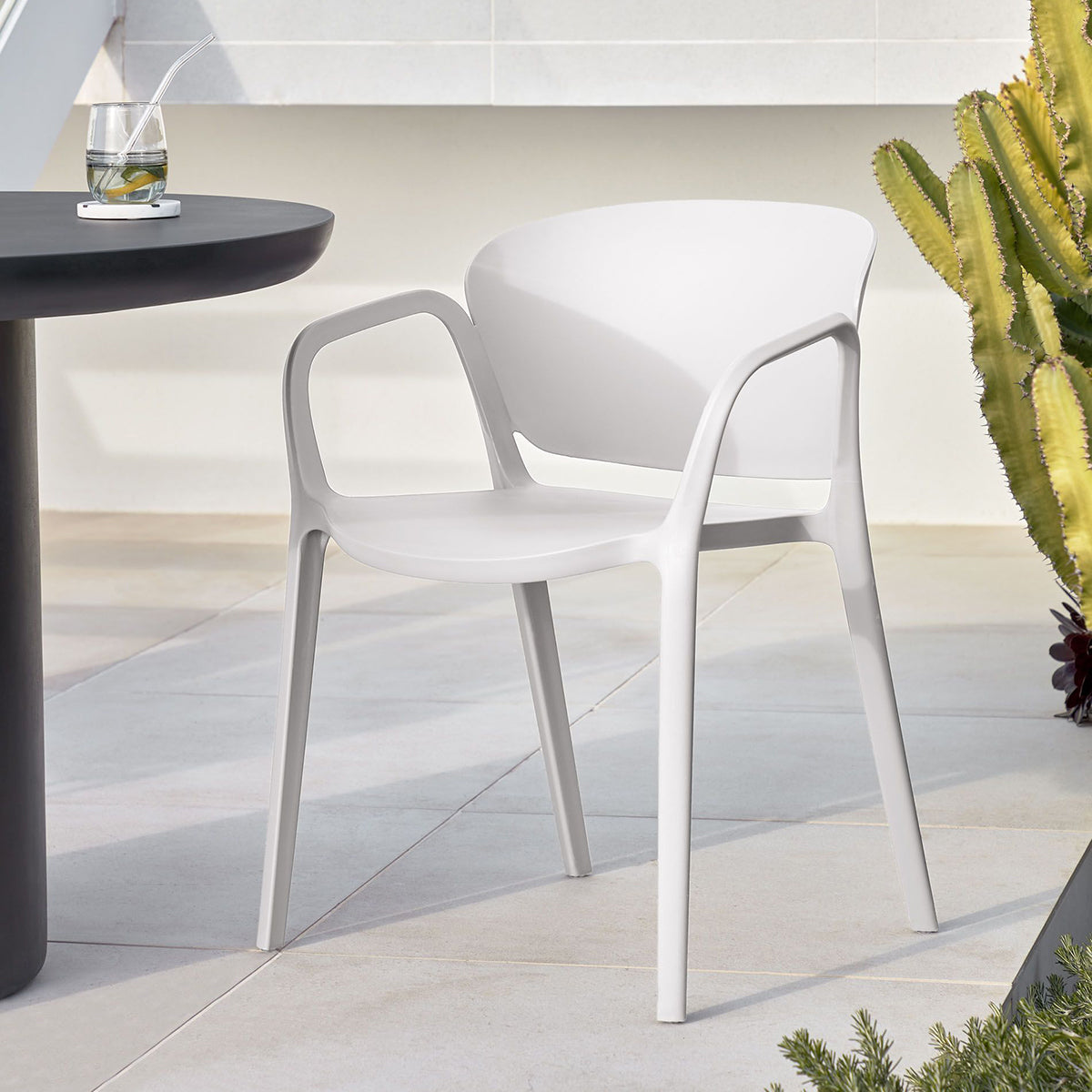 Ania Outdoor Dining Chair - Weather-Resistant Patio Chairs for Backyard, Garden, Poolside & Restaurant Use - Comfortable Stackable Outdoor Seating for Parties & Entertaining