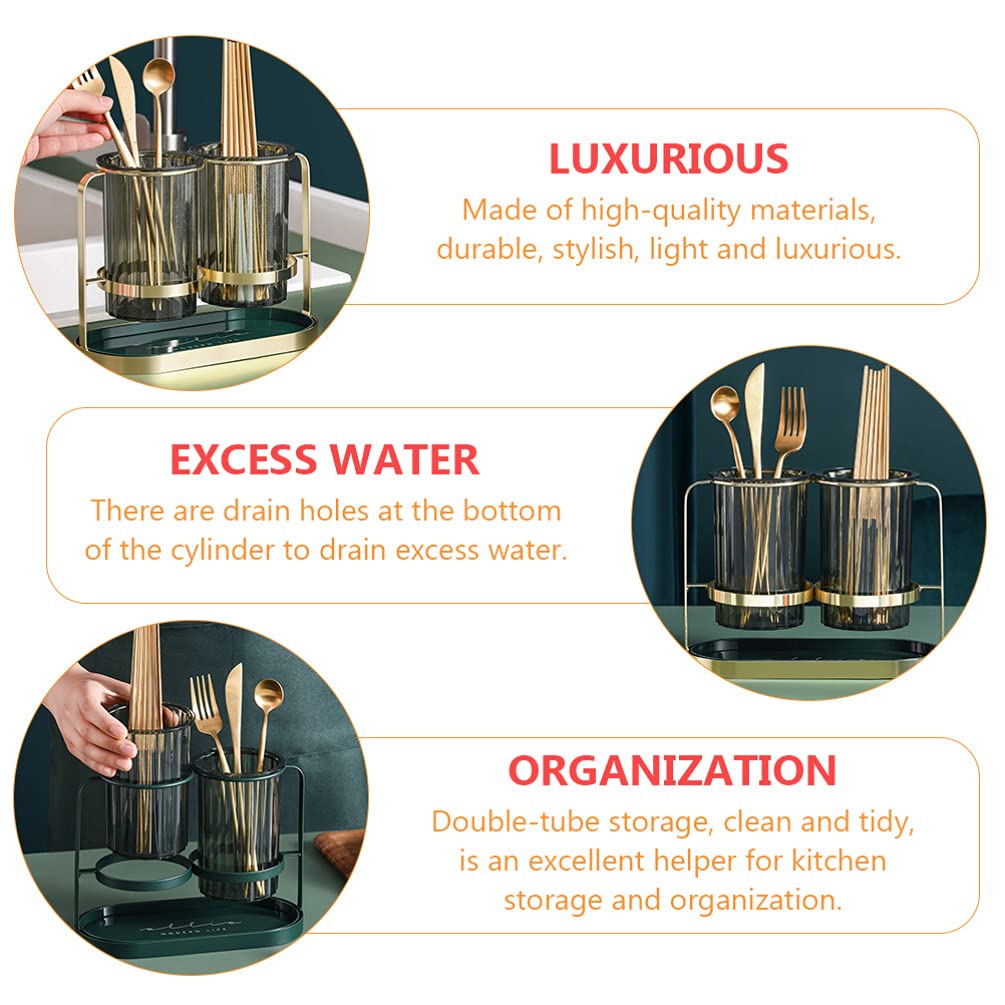DOITOOL Kitchen Utensil Holder - Countertop Draining Rack for Chopsticks, Spoons & Cooking Tools | Sink Organizer with Drainage | Perfect for Kitchen Counter, Sink Side & Cooking Space Organization