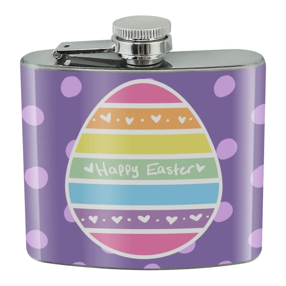 5oz Stainless Steel Rainbow Easter Egg Hip Flask - Cute & Happy Design for Easter Gifts, Party Favors, and Outdoor Adventures