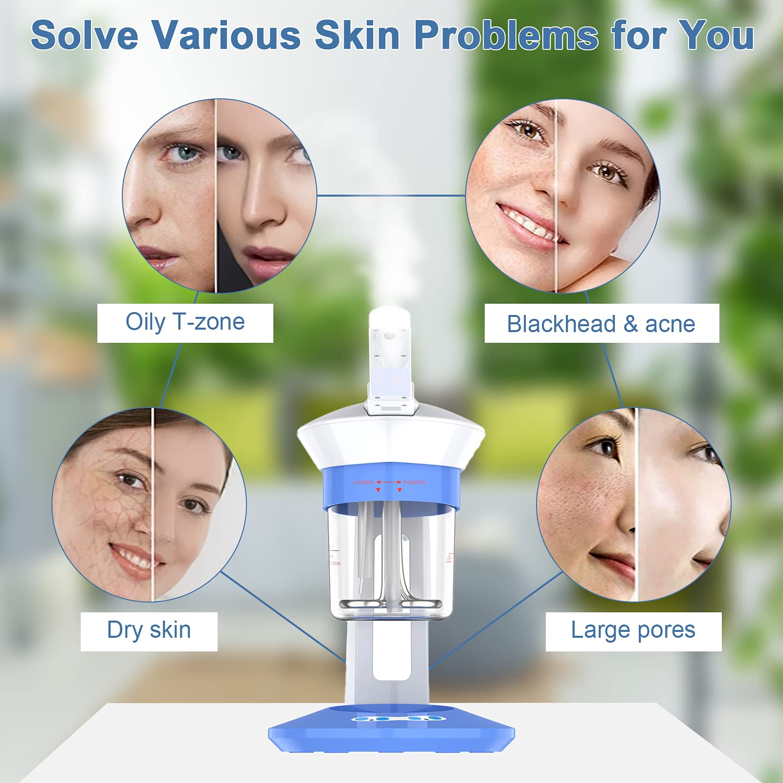 360° Portable Facial Steamer with Ionic Spray - Multifunction Home Spa Steamer & Humidifier for Skin Care | Perfect for At-Home Salon Treatments & Relaxation