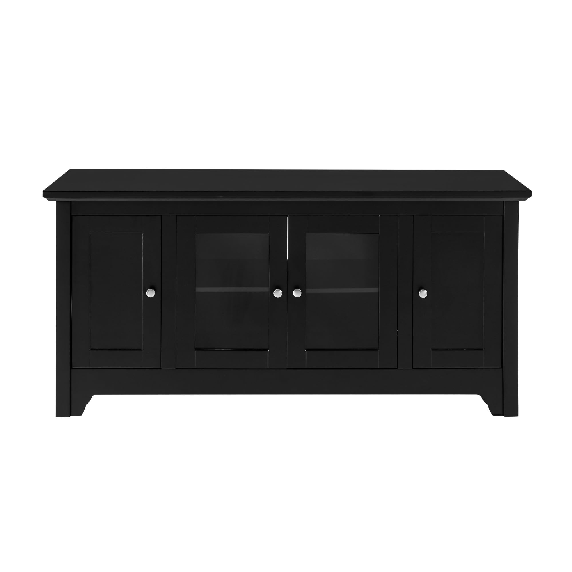 Walker Edison 52 Inch Black Universal TV Stand with Storage Cabinets for TVs up to 58
