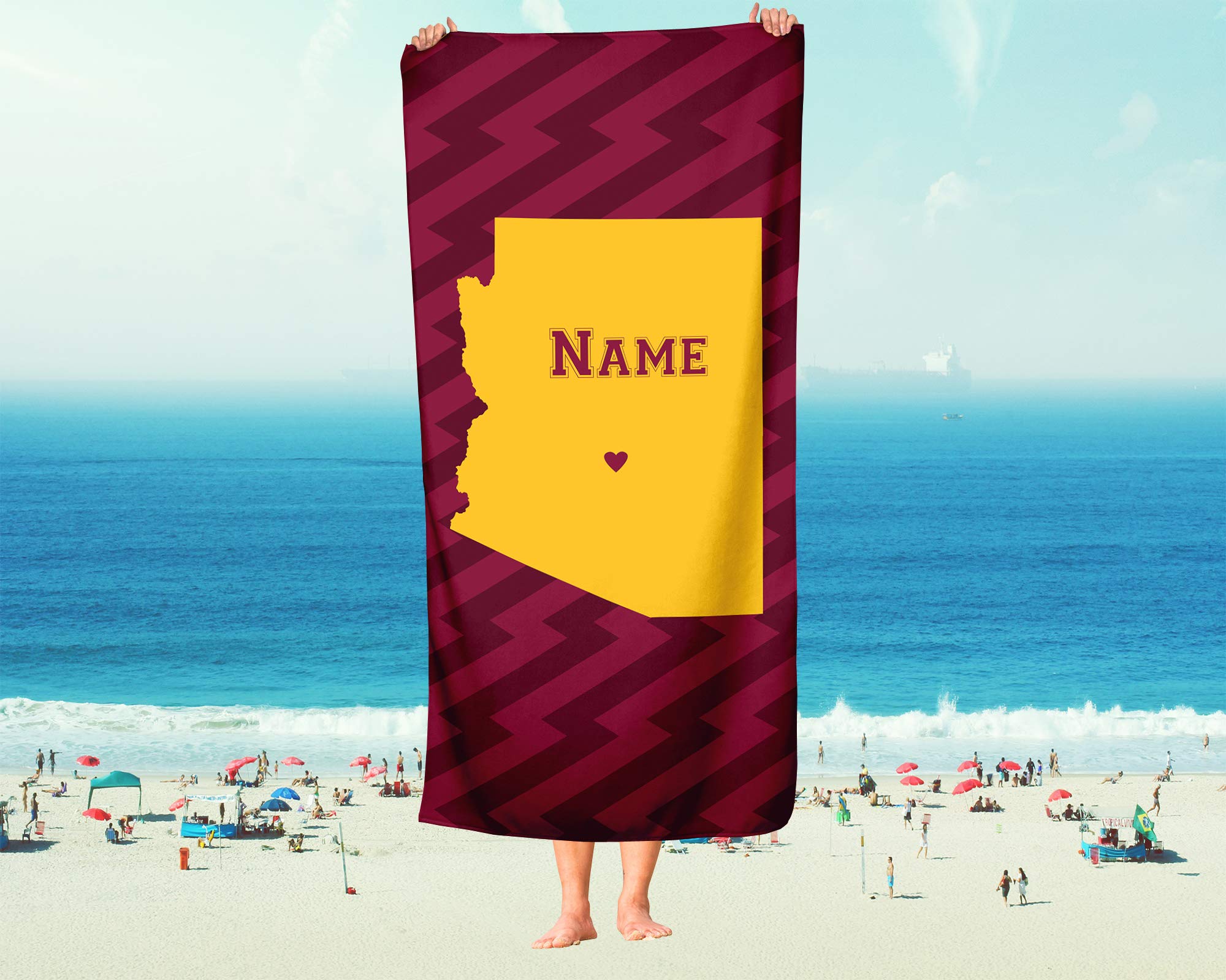 Arizona State Sun Devils Pride Custom Beach & Bath Towel - Personalized Medium & Large Towels for Adults & Kids - Perfect for College Football, Basketball Games, Pool Parties & Beach Trips