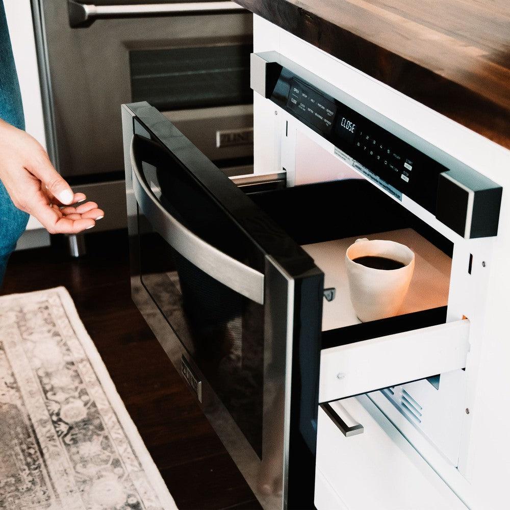 ZLINE 24 Inch Built-In Microwave Drawer - 1.2 Cu. Ft Stainless Steel (MWD-1) | Under Counter, Kitchen Island & RV Installation | Perfect for Modern Homes & Small Spaces