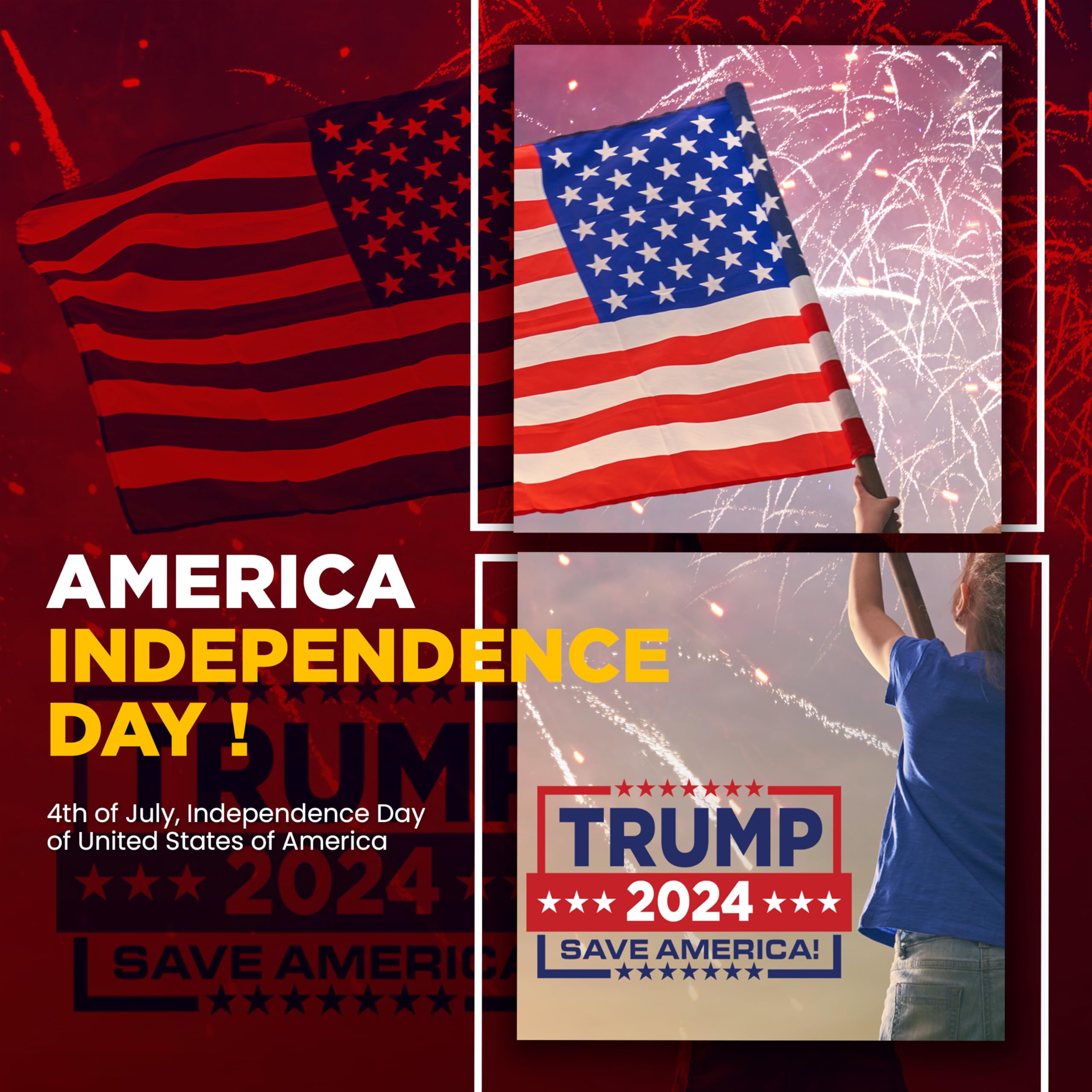Trump 2024 Save America Temporary Tattoos (4 Pack) - Patriotic Skin Decals for Men & Women - Show Your Support for 2024 Election - Perfect for Rallies, Parties & Political Events