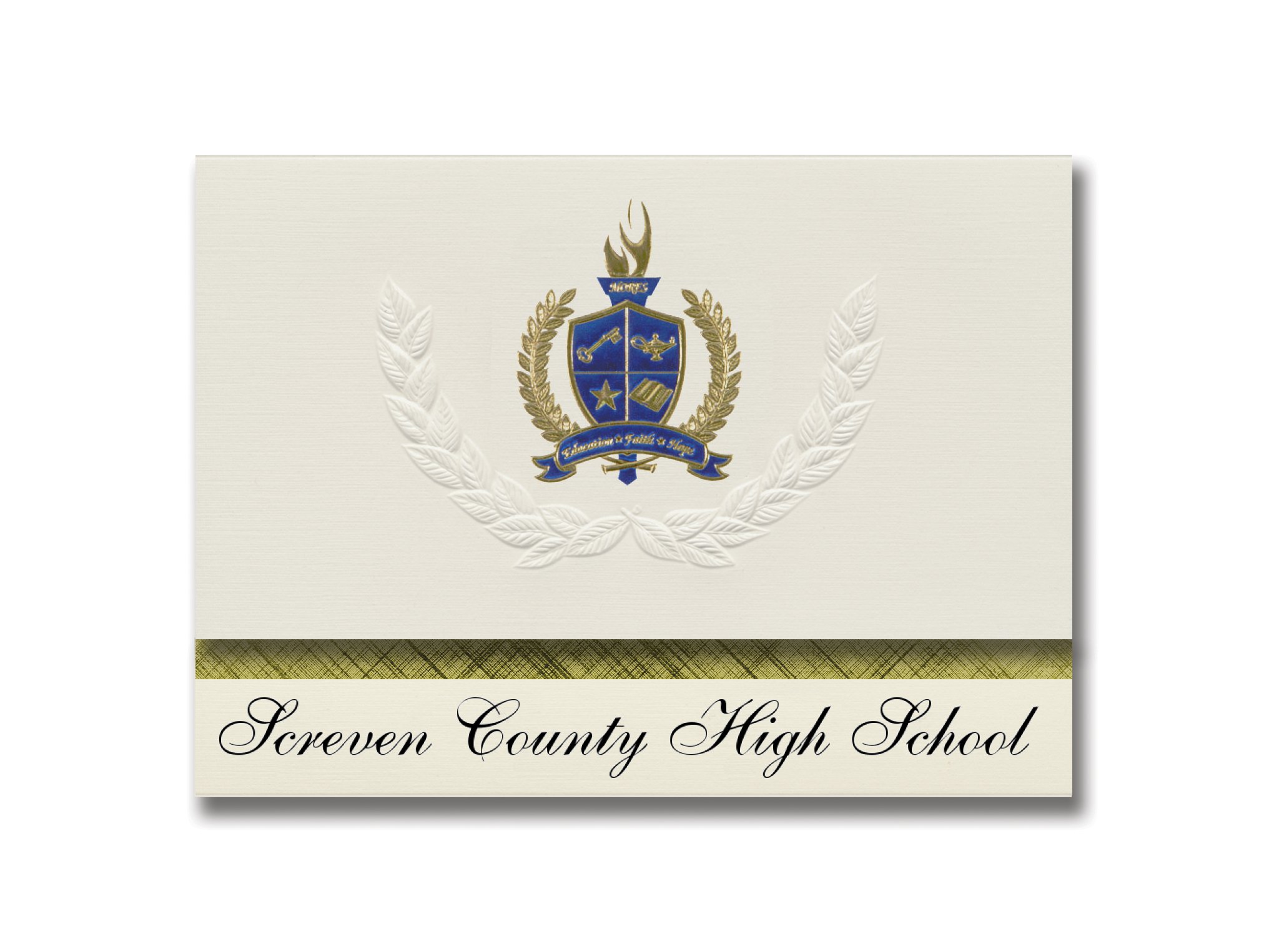 Premium Graduation Announcements for Screven County High School (Sylvania, GA) - Presidential Style with Gold & Blue Metallic Foil Seal - Elite Package of 25 - Perfect for Graduation Ceremonies, Family Keepsakes & Alumni Celebrations