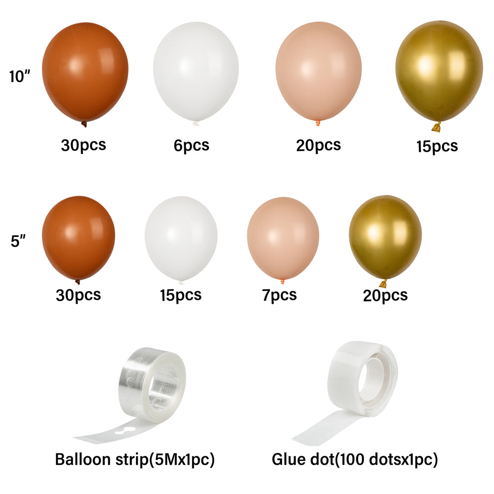 Balloonify Brown, White & Gold Balloon Arch Garland Kit - 145 Piece Party Decorations for Weddings, Birthdays & Baby Showers