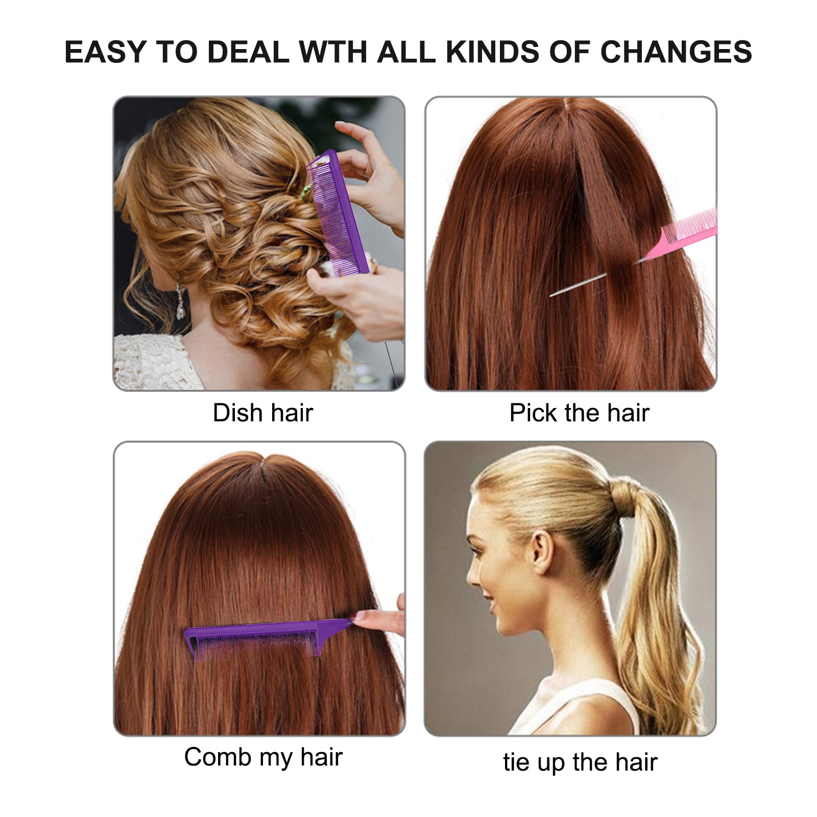 24-Piece Steel Hair Parting Rings & Alligator Styling Clips - Rat Tail Comb for Braiding, Curling & Hair Extensions (Mixed Colors) - Perfect for Salon Stylists & DIY Hairdressing at Home