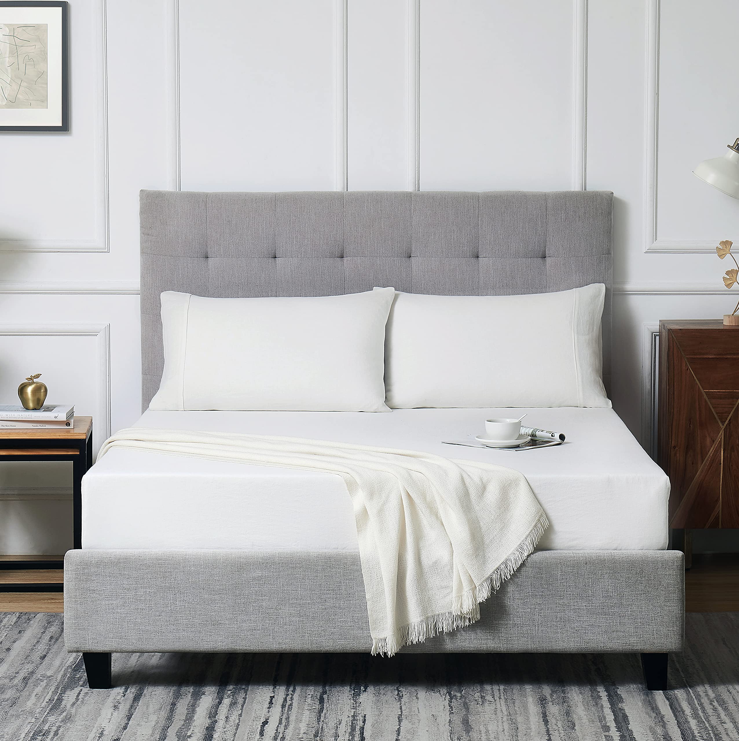 Berklan 100% French Linen Fitted Sheet - King Size, 16