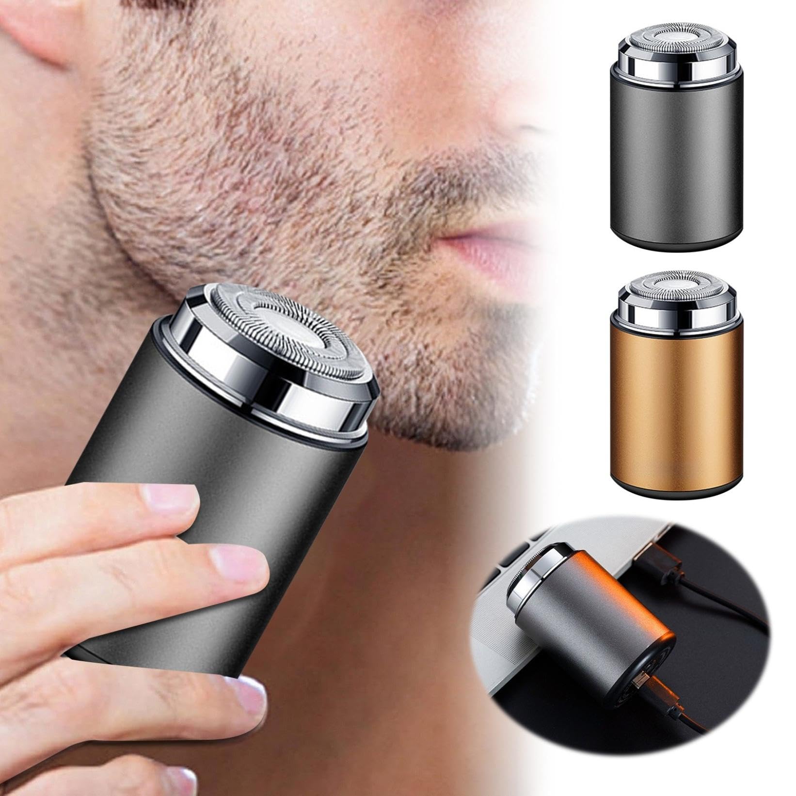 Mini Electric Shaver for Men - USB-C Rechargeable, Waterproof, Portable Travel Razor - Compact & Lightweight Design for Home, Office & Business Trips - Perfect for Quick Grooming On-The-Go (Black)
