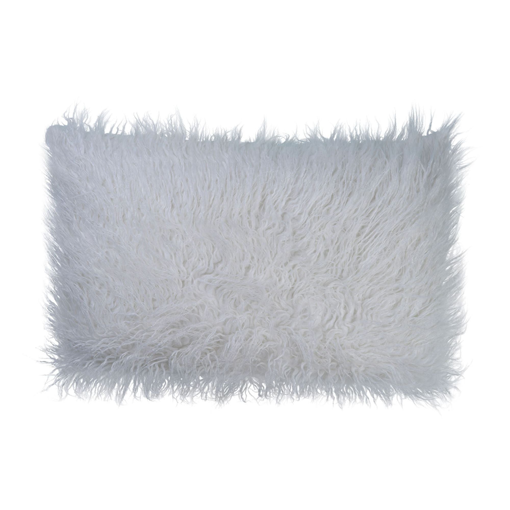 Luxury Faux Fur Designer Cushion with Integrated 2L Eco Hot Water Bottle - Warm White Long Hair - Perfect for Sofa, Bed & Winter Comfort