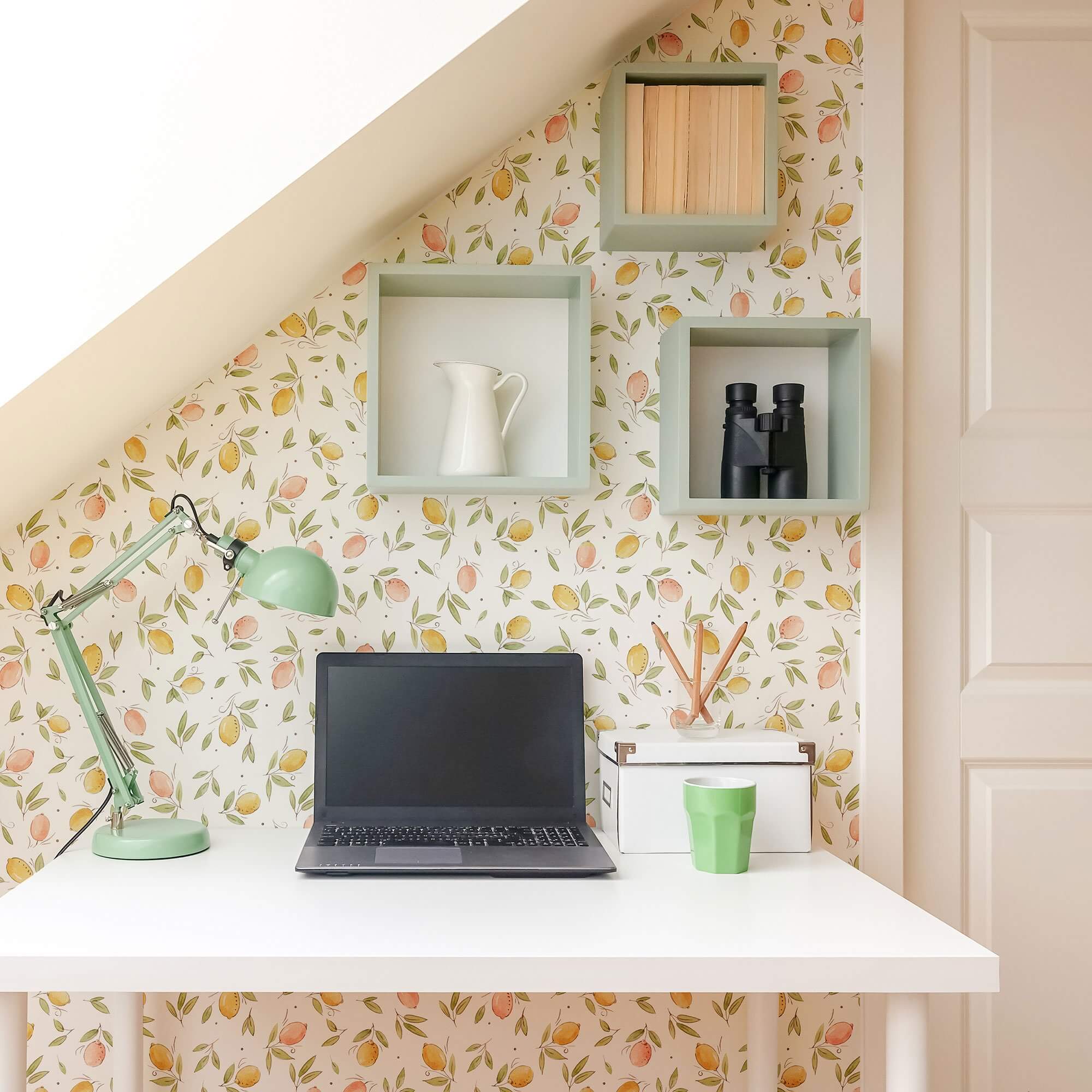 Pink and Yellow Lemon-Themed Peel and Stick Removable Wallpaper - Self-Adhesive Decorative Wall Covering for Kitchen, Bathroom, Nursery & Home Decor