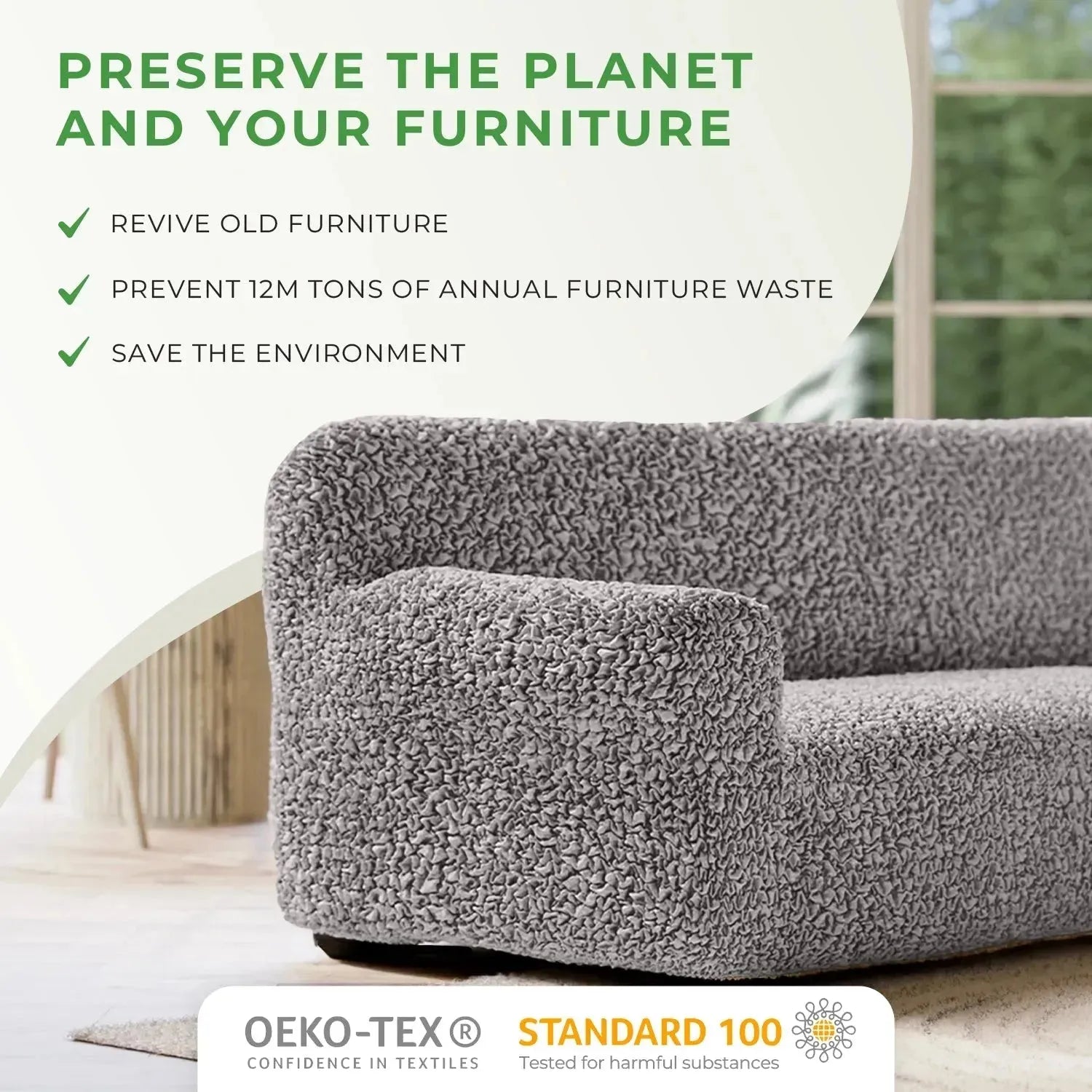 2 Seater Loveseat Slipcover - Fuco Premium Cotton Collection | Perfect for Living Room, Bedroom & Home Decor