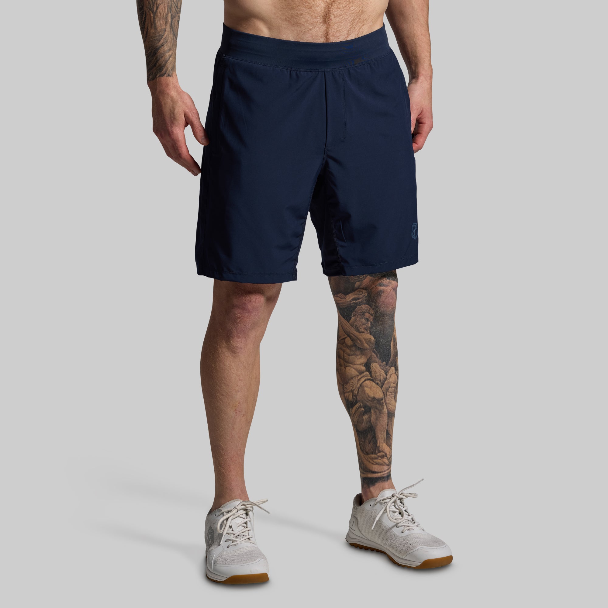 Versatile Compression Shorts for Men - 9-Inch Inseam, Breathable & Moisture-Wicking (BP Navy) - Perfect for Running, Gym Workouts & Sports Activities