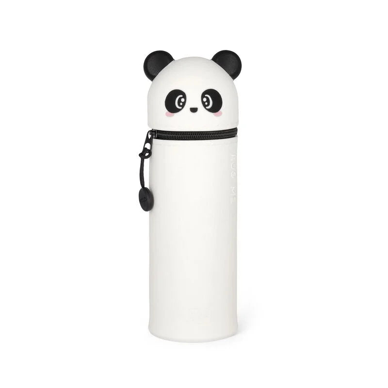 2 in 1 Cute Panda Silicone Pencil Case - Double Compartment School Supplies Organizer for Kids & Adults - Perfect for Backpack, Office, and Travel Use