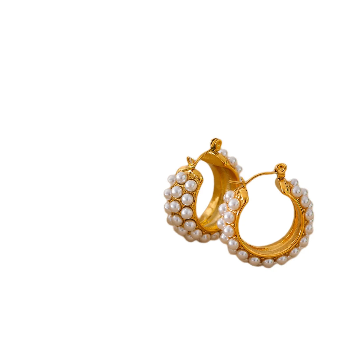 Lauren Kenzie Lily Pearl Hoops - Elegant Pearl Earrings for Women, 18K Gold Plated Dangle Hoop Earrings | Perfect for Weddings, Parties & Everyday Wear
