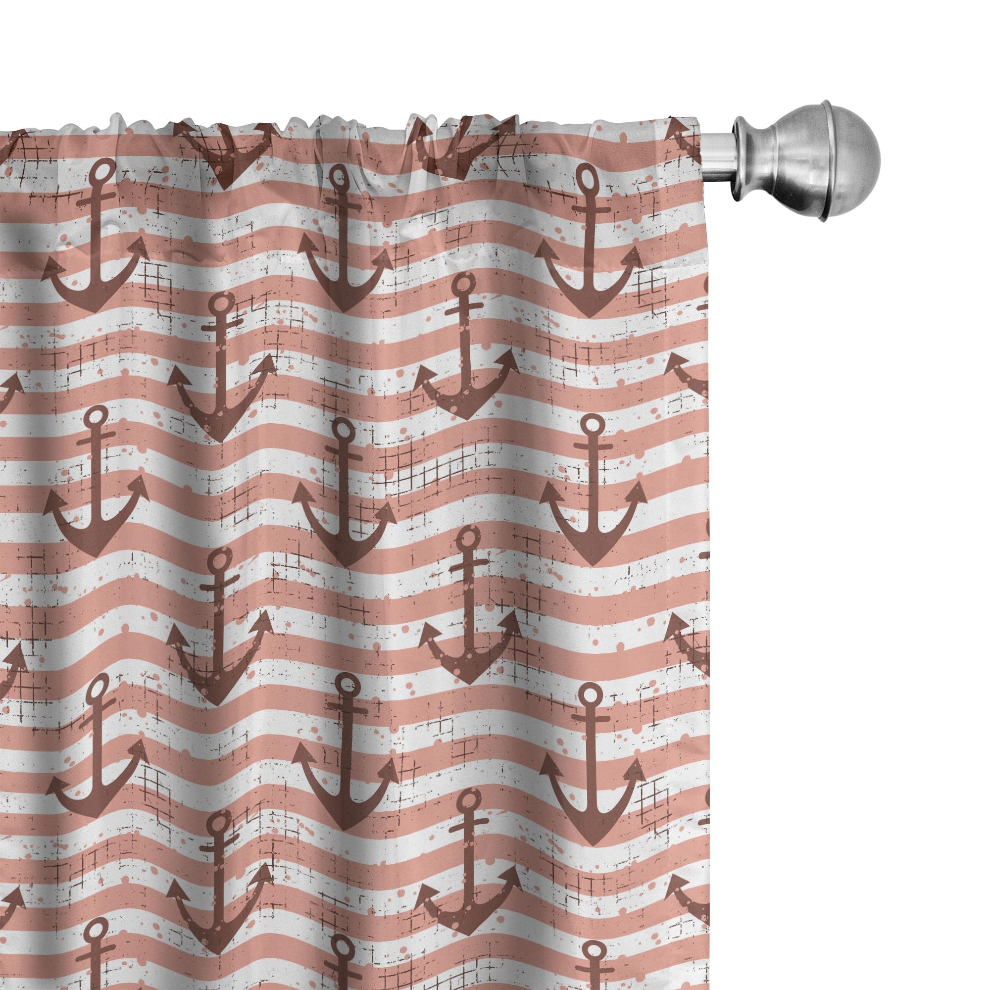 Ambesonne Vintage Nautical Anchor Window Curtains - Lightweight 2-Panel Set with Rod Pocket, 28
