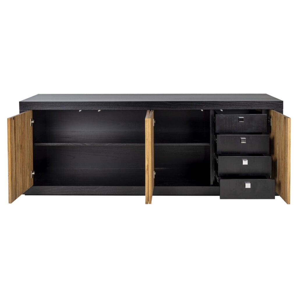 Cyan Design 11752 Belluno Credenza - Medium Brown & Black Wooden Sideboard for Dining Room, Living Room, or Entryway Storage