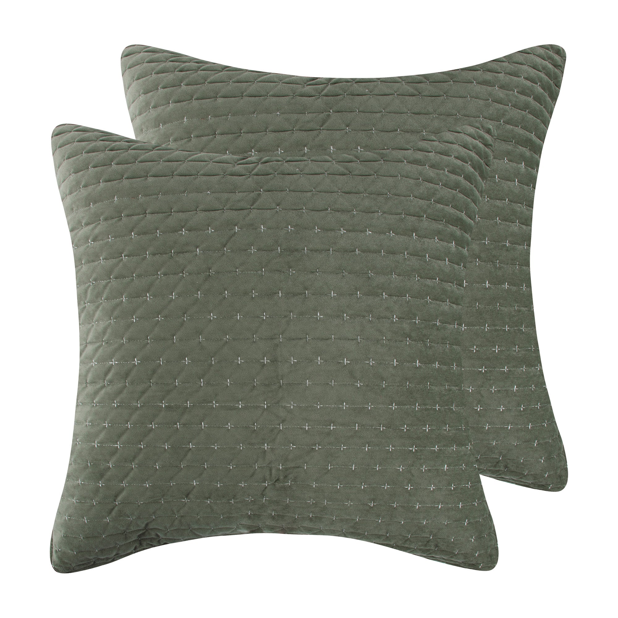Luxury Velvet Stitch Euro Sham Pillow Covers - Set of 2, Soft Decorative Bedroom Pillowcases for Sofa, Couch & Bed - Elegant Home Decor Accessories