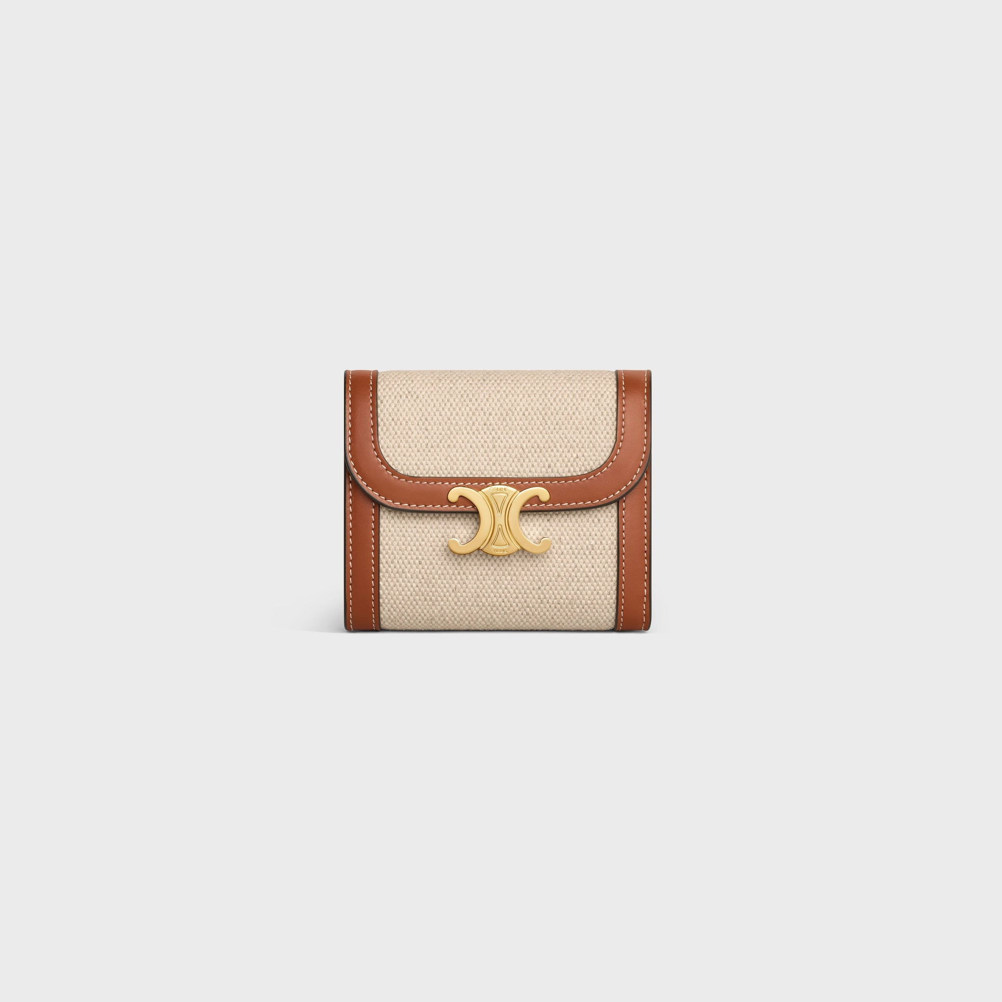 Celine Small Flap Wallet Triomphe in Textile and Calfskin - Stylish & Durable Designer Wallet for Women | Perfect for Everyday Use, Travel & Gift Giving